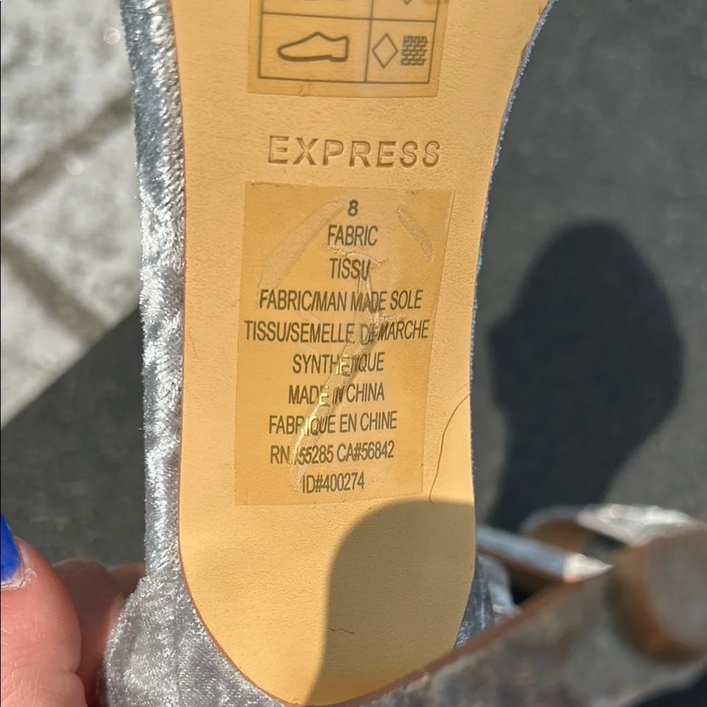Express Silver Velvet Heels - Picture 3 of 3